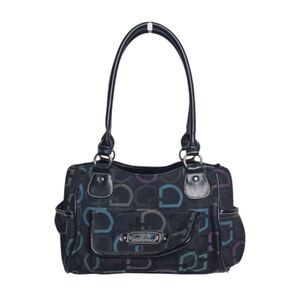 Treviso Black Y2K Canvas Leather Shoulder bag